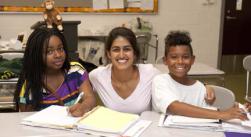  Shown above (left to right): Maya (Student), Simran (Teacher), and  Jonathan (Student) in a chemistry class.  Photo by Spector Photography